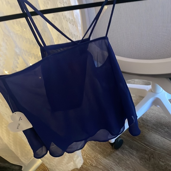 Blue and neon green tank top - Picture 5 of 5